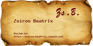 Zsiros Beatrix névjegykártya